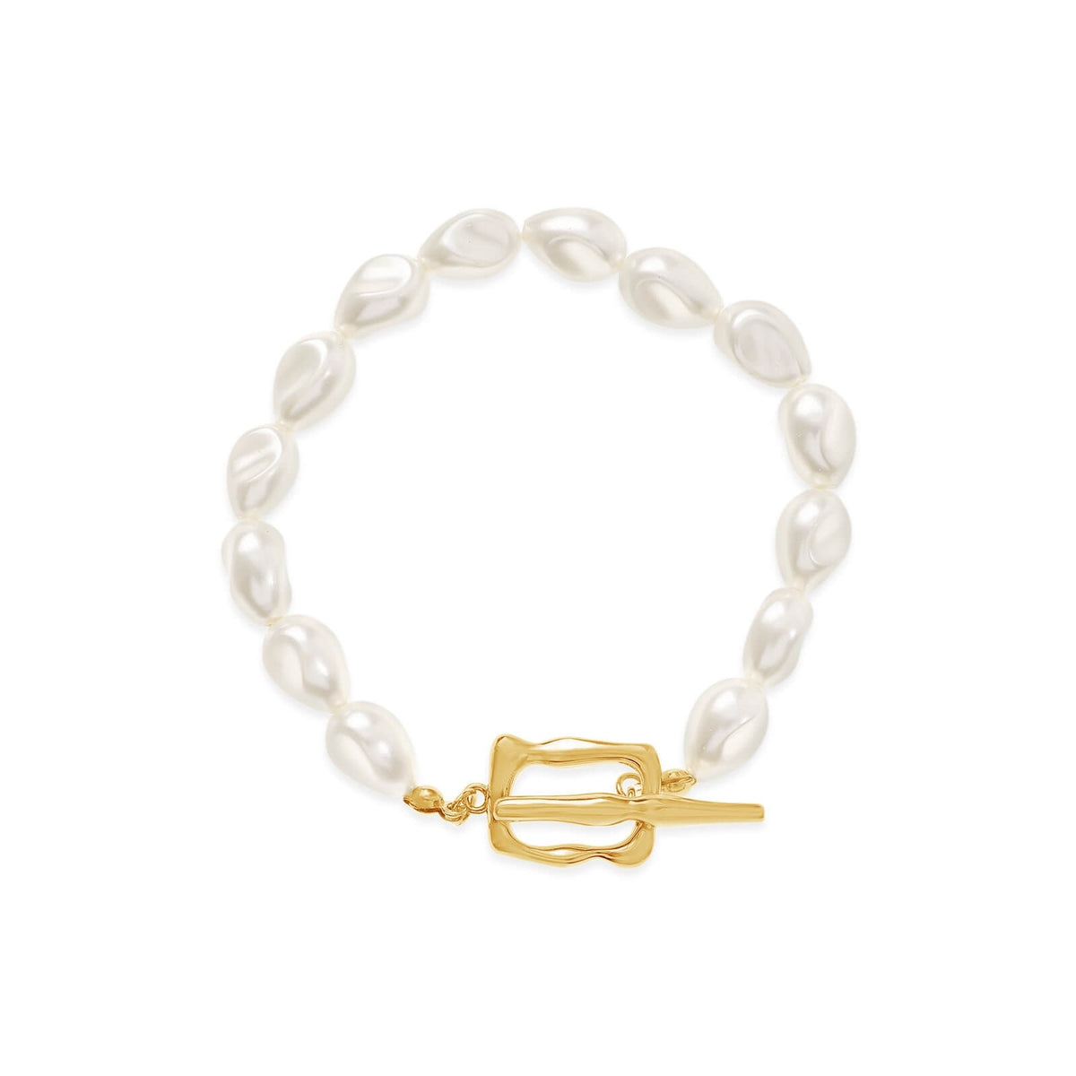 14k Gold Plated Glass Pearl Bracelet B2150