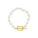 14k Gold Plated Glass Pearl Bracelet B2150