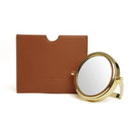 Alice Wheeler Tan Venice Compact Mirror and Pouch