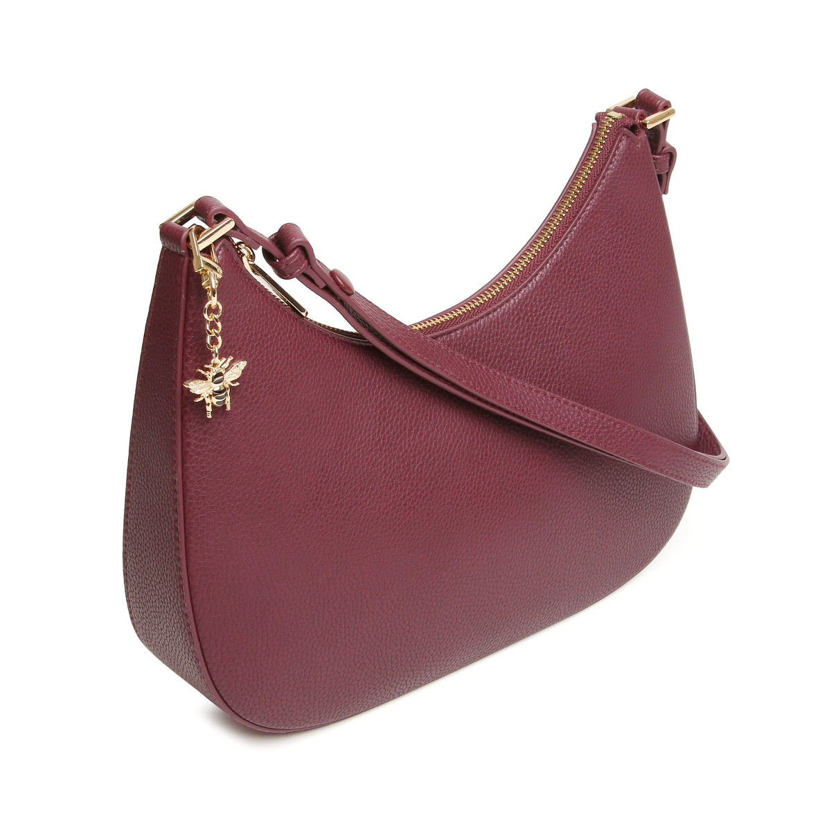Berry colour cross body bag in vegan leather by Alice Wheeler in Southend