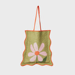 Belly Button Olive & Pink Daisy Tote Bag