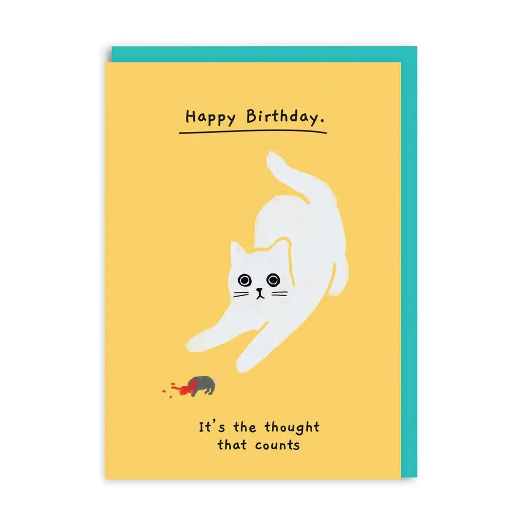 Happy Birthday, it's the Thought That Counts greeting card with cat, in Southend