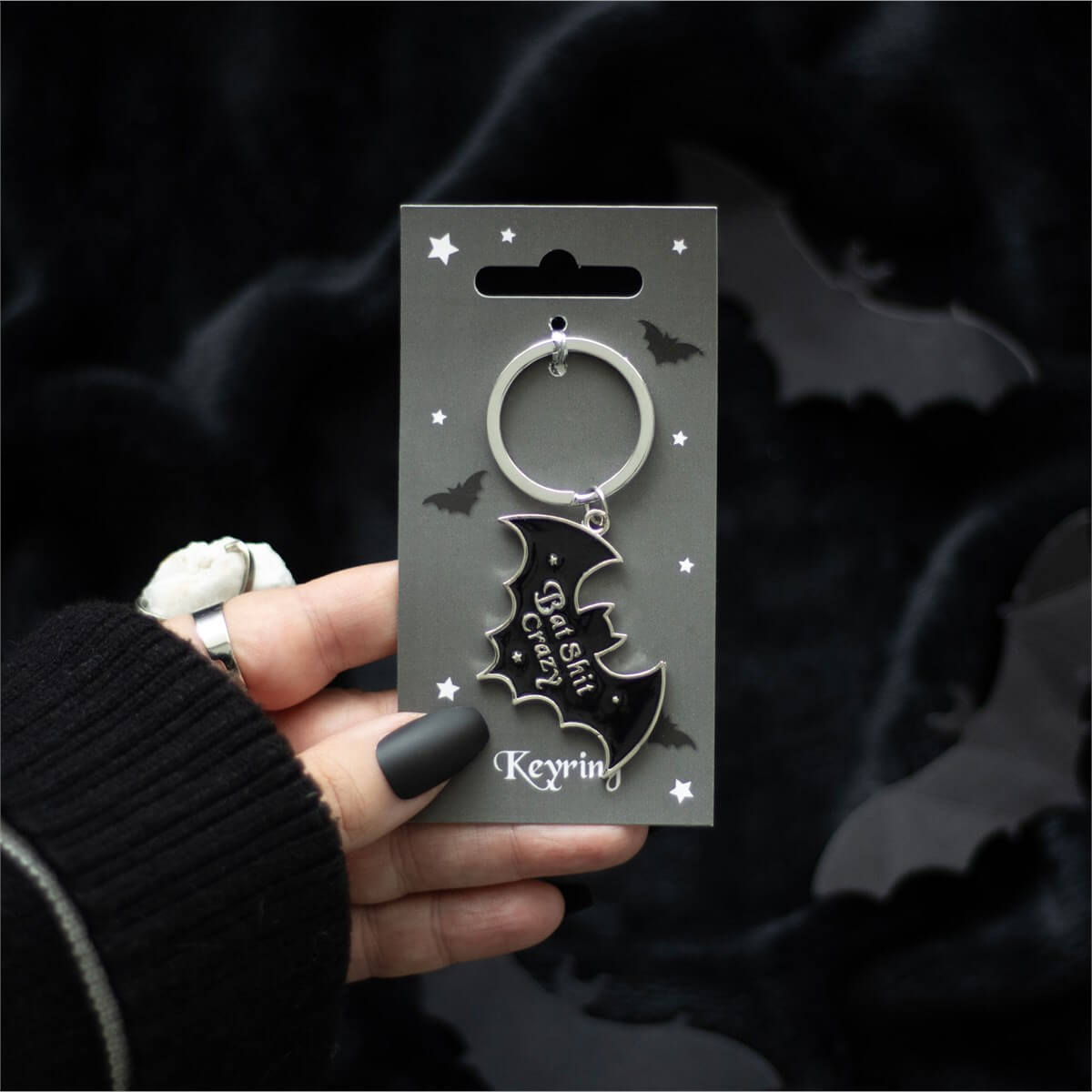 Bat Shit Crazy Metal Keyring
