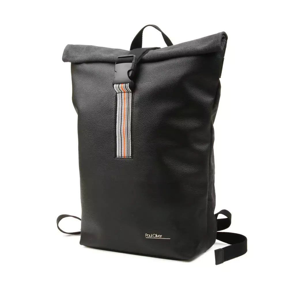 Mens Roll Top Backpack With Orange Stripe by Paul Oliver