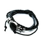 Leather and Black Obsidian Bracelet