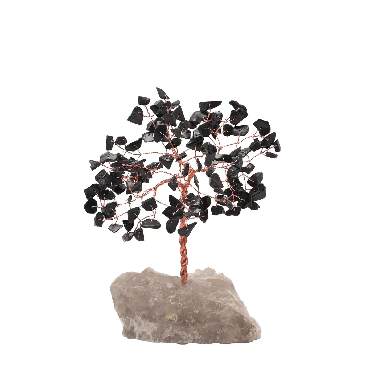 Black Tourmaline Gemstone Tree with 120 Stones on Quartz Base