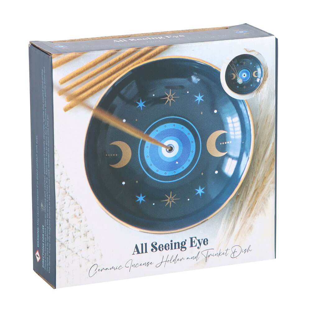 Blue Eye of Protection Ceramic Incense Stick Holder Dish