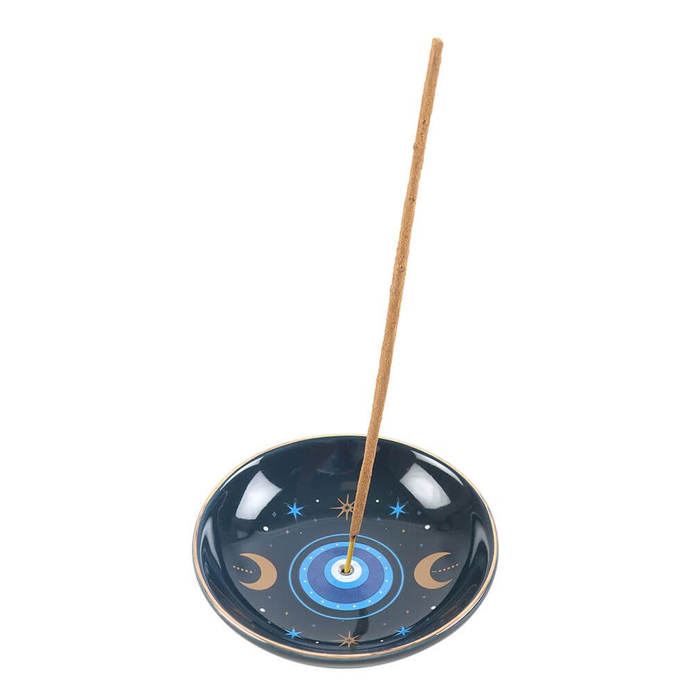 Blue Evil Eye Ceramic Incense Stick Holder Dish