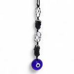 Selenite & Black Tourmaline Pendant with Blue Evil Eye Nazar