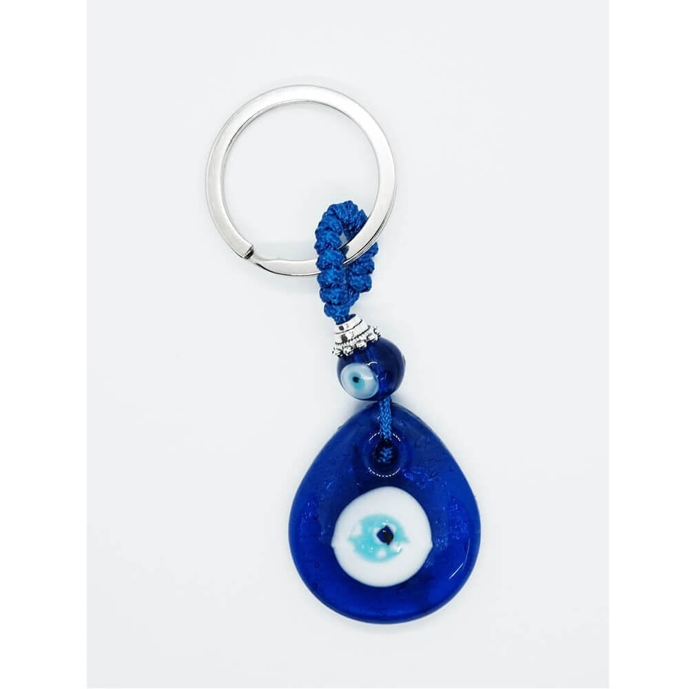 Blue Evil Eye Glass Drop Keyring