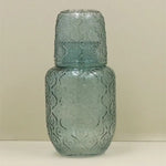 Blue Glass Daisy Water Carafe Set