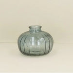 Blue Glass Ribbed Onion Bud Vase