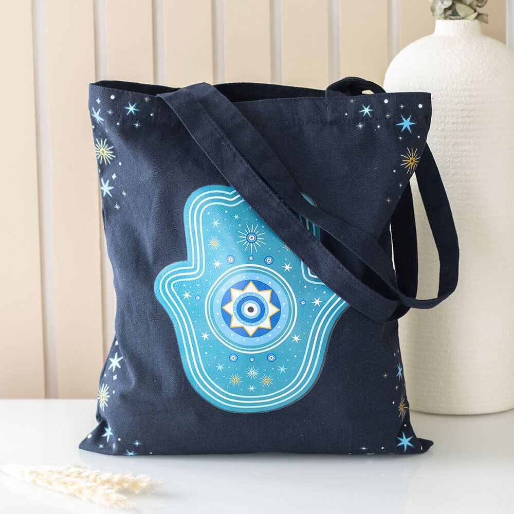 Blue Hand of Hamsa Tote Bag
