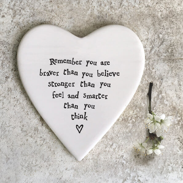 Braver Than You Believe Porcelain Heart Coaster by East of India