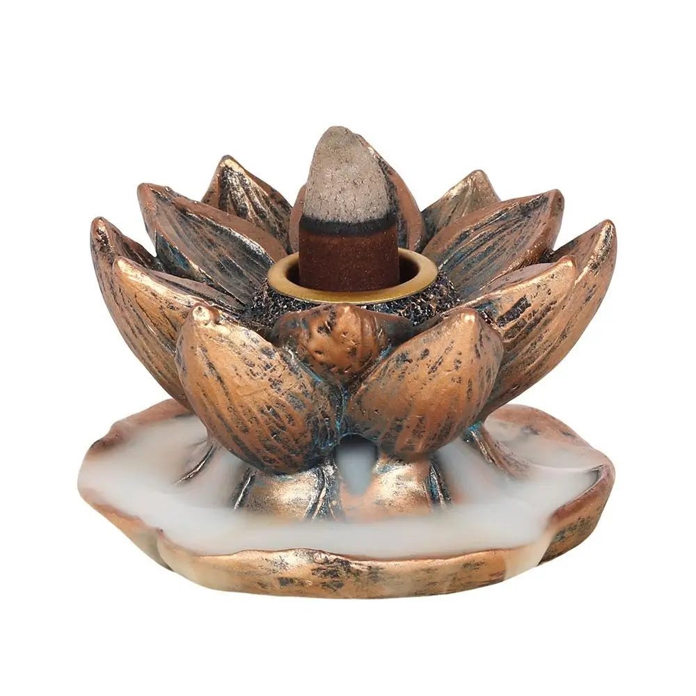 Bronze Lotus Flower Backflow Burner