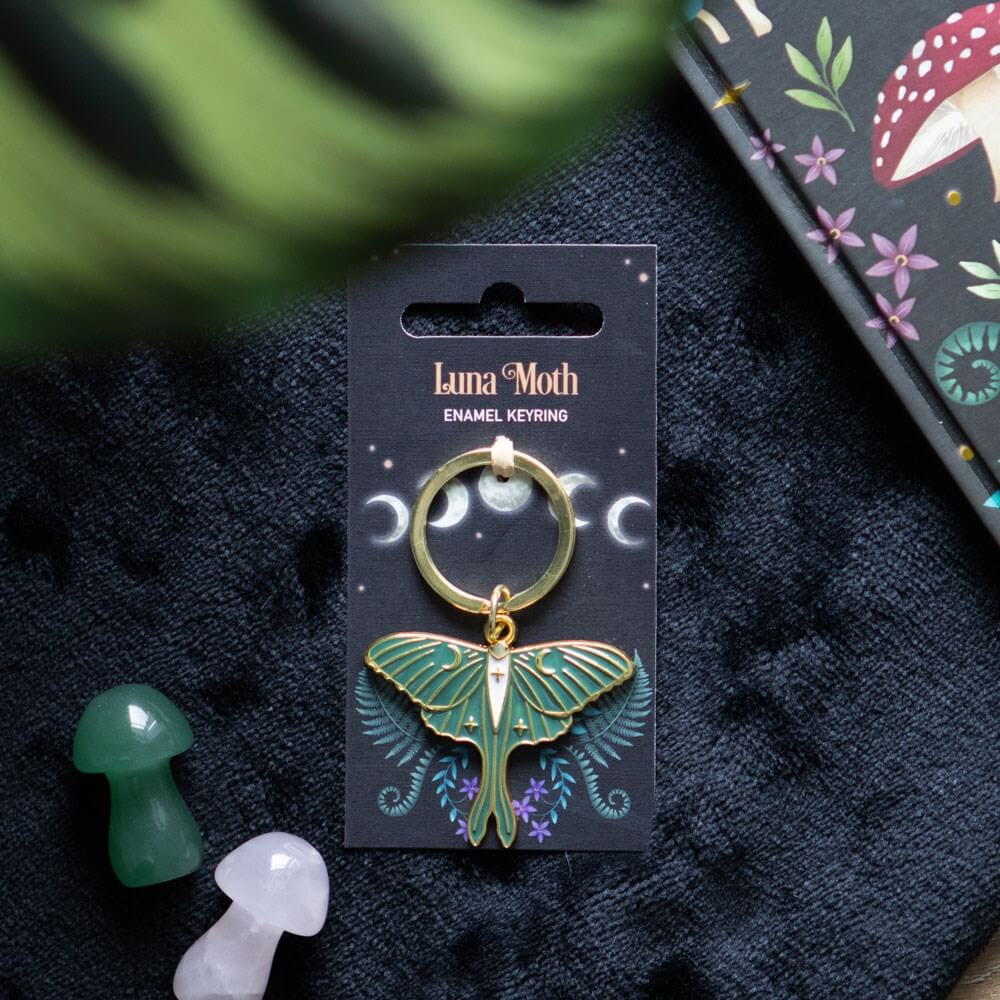 Luna Moth Metal Keyring