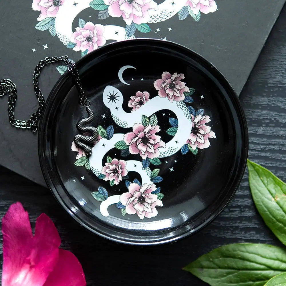 Floral Snake Black Trinket Dish