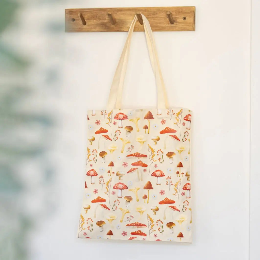 Toadstool Print Canvas Tote Bag