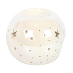 White Iridescent Star Oil Burner and Wax Warmer