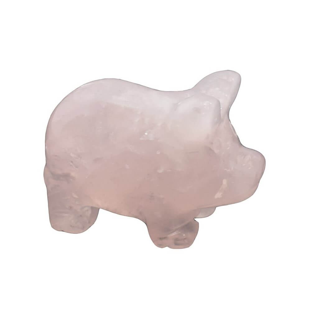 Carved Rose Quartz Pig Ornament 40mm
