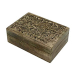 Small Carved Flowers Wooden Box