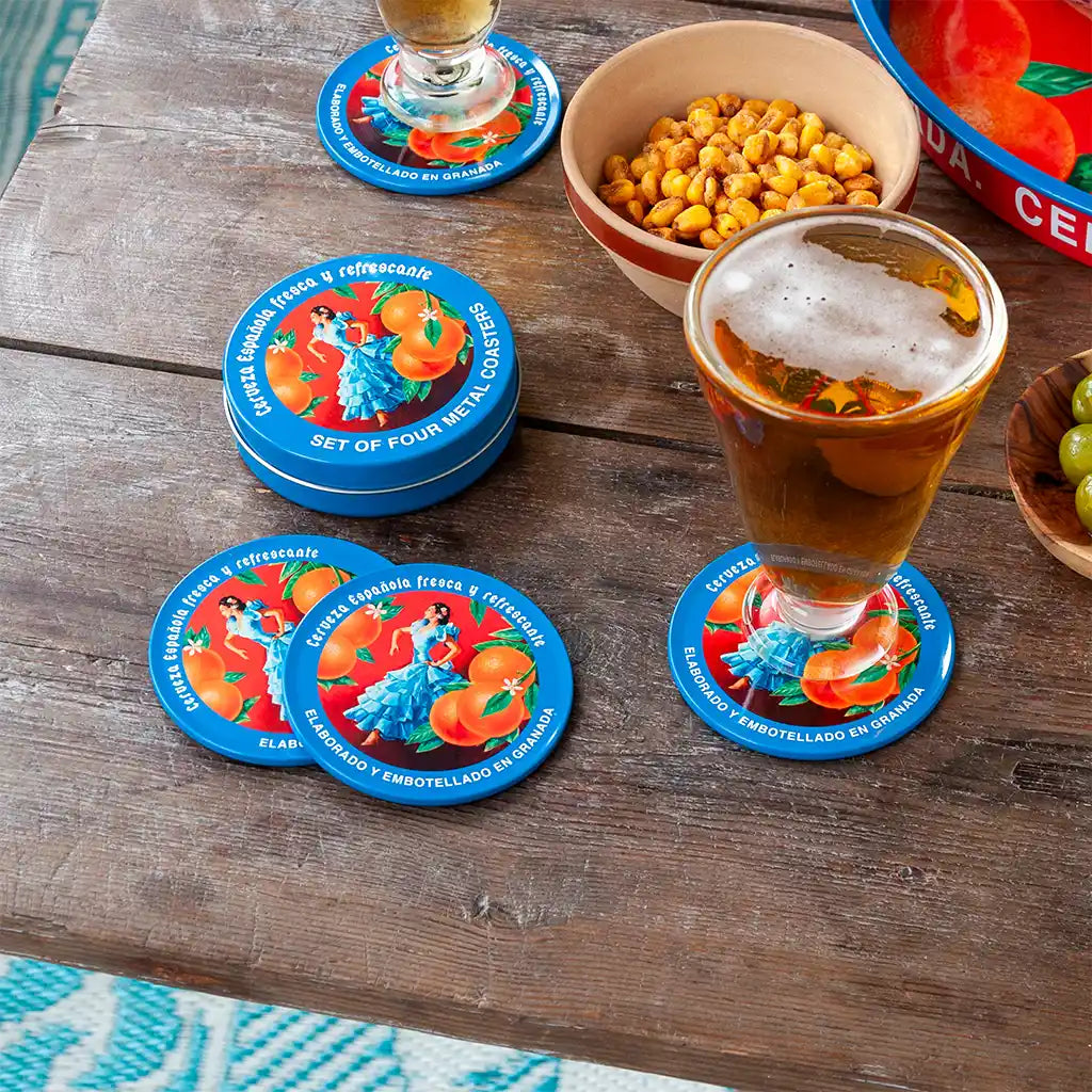 Cerveza Española Metal Coaster Set of 4