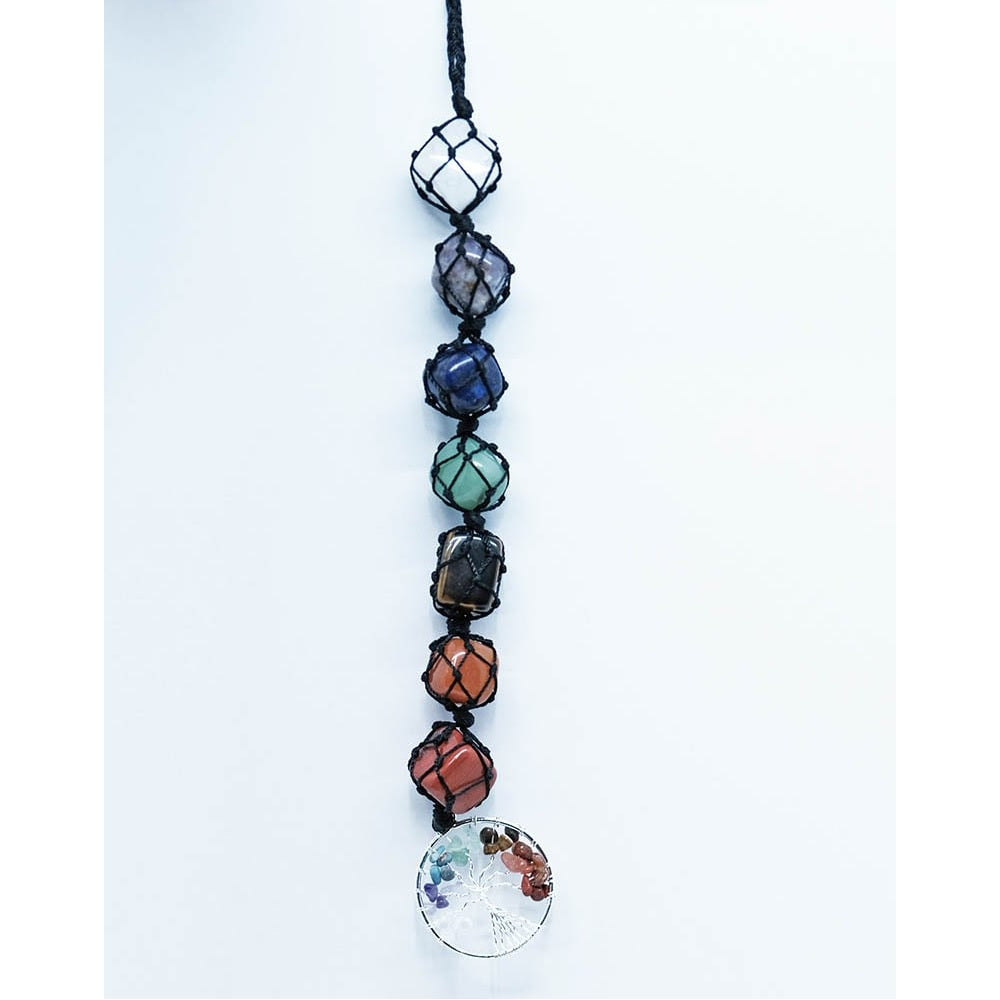 Chakra Tumble Stone Hanger With Tree of Life