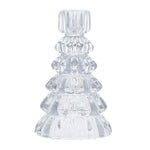 Clear glass Christmas tree shaped dinner candle holder by Gisela Graham