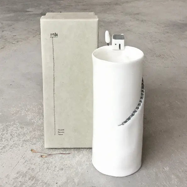 Large Tall Cliff House Porcelain Vase