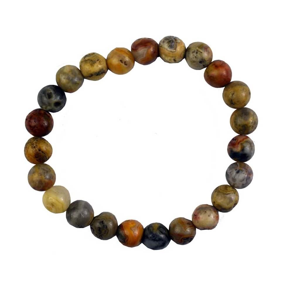 Mexican Crazy Lace Agate 8mm Beaded Bracelet