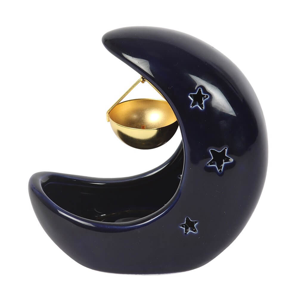 Blue Crescent Moon Hanging Oil Burner