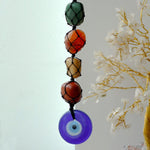 Hanging Chakra Stone Pendant with Blue Evil Eye