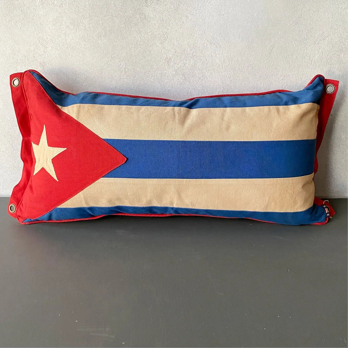 Large Cuba Flag Pillow Cushion in Woven Cotton