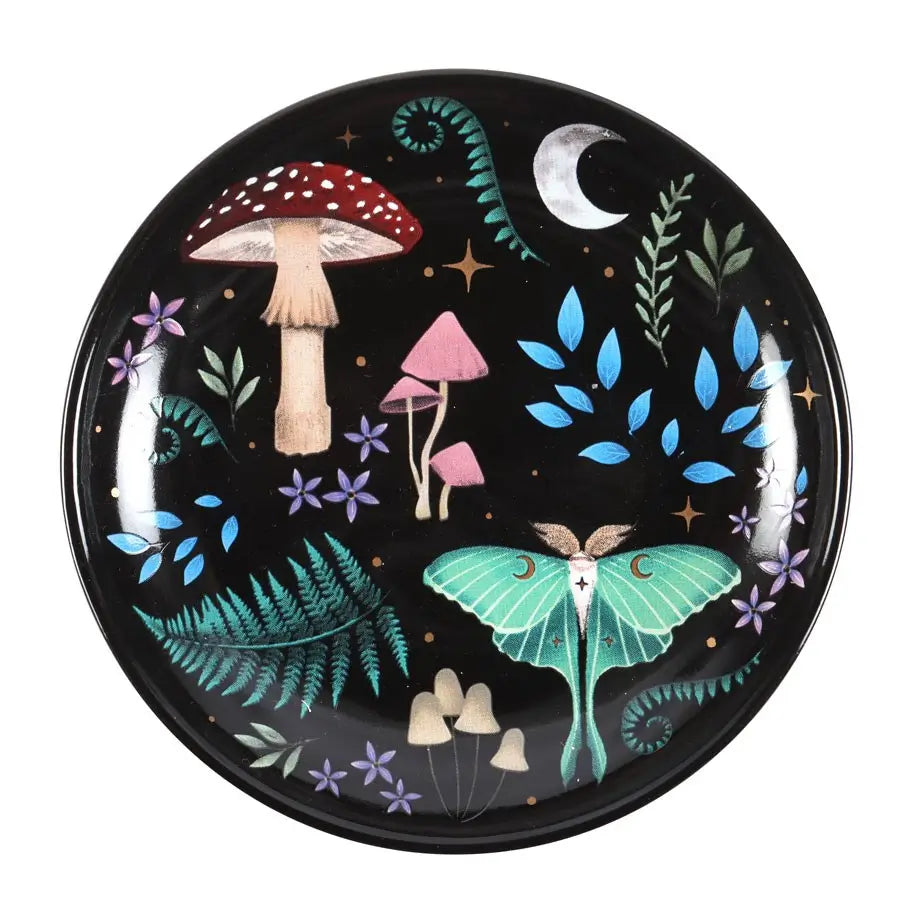 Dark Forest Round Toadstool Print Trinket Dish