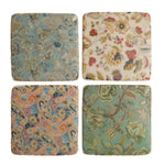 Four Edwardian vintage floral and paisley patterned coasters by London Ornaments