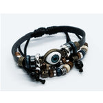 Evil Eye Leather Multi Strand Bracelet