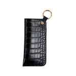 Faux Croc Leather Glass Pouch | Black