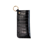 Faux Croc Leather Glass Pouch | Black