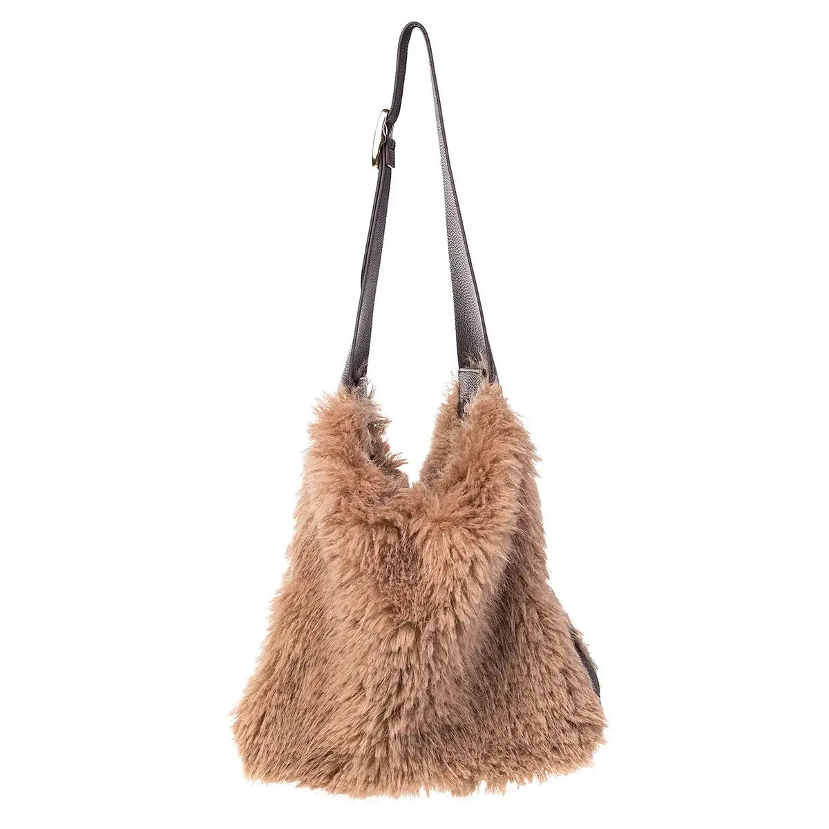 Large Mocha Mousse Colour Faux Leather and Fur Handbag by Park Lane in Southend shop. BAG80 design
