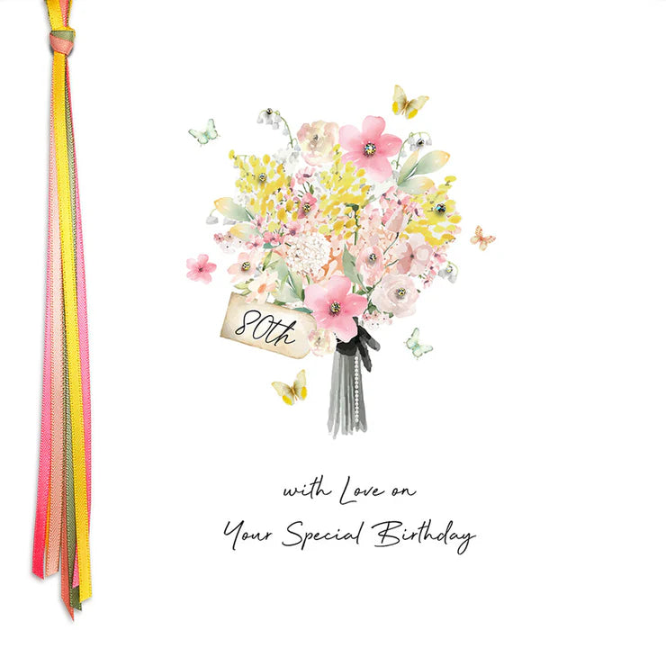 Love On Your Special 80th Birthday Five Dollar Card (Flowers) RRL22