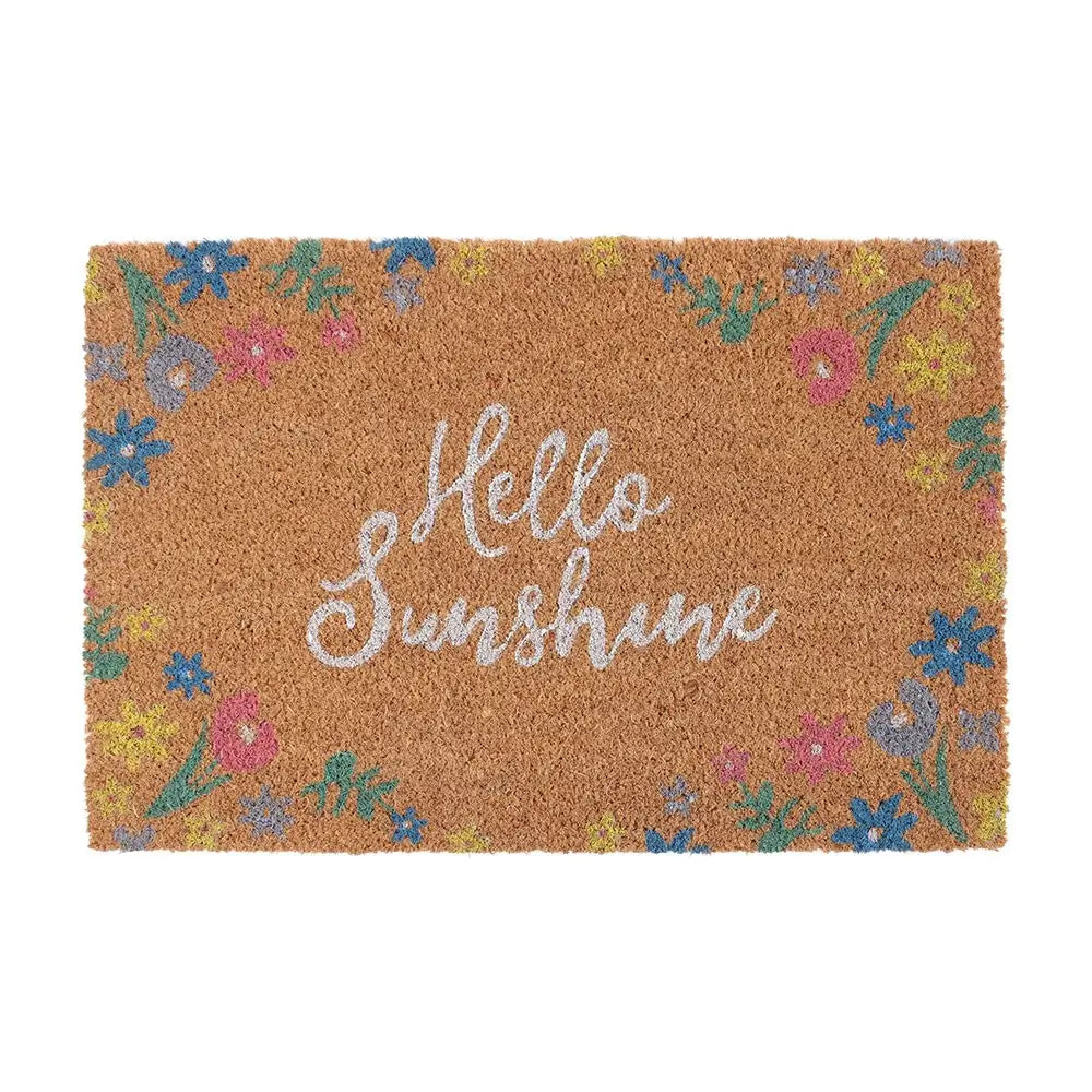Floral Hello Sunshine Natural Coir Doormat