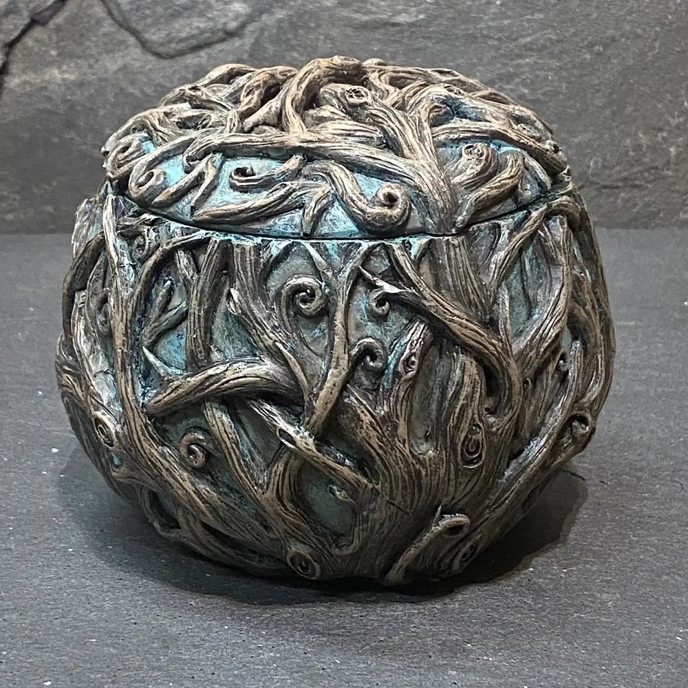 Aqua green forest man trinket storage box