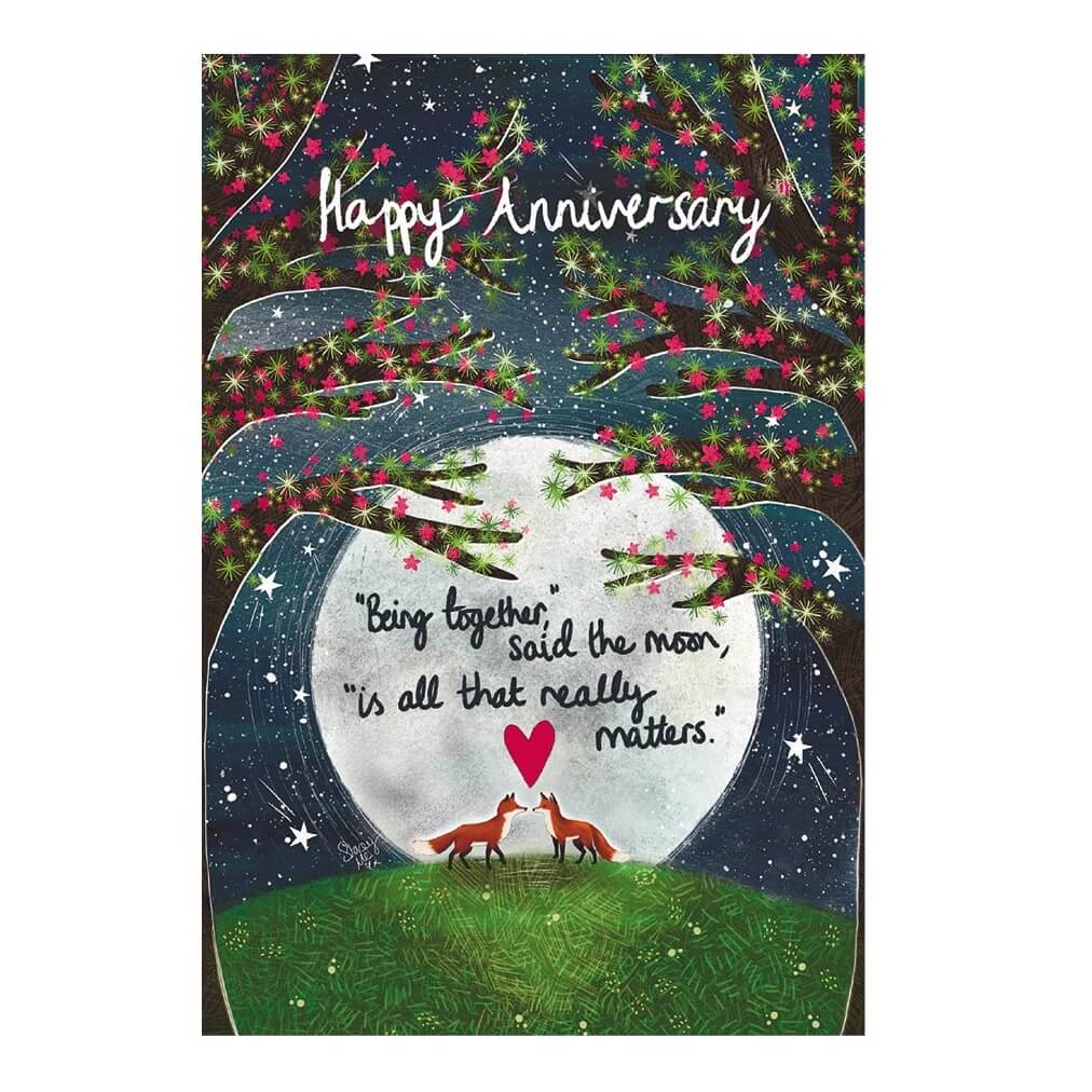 Fox Under the Moon Anniversary Card