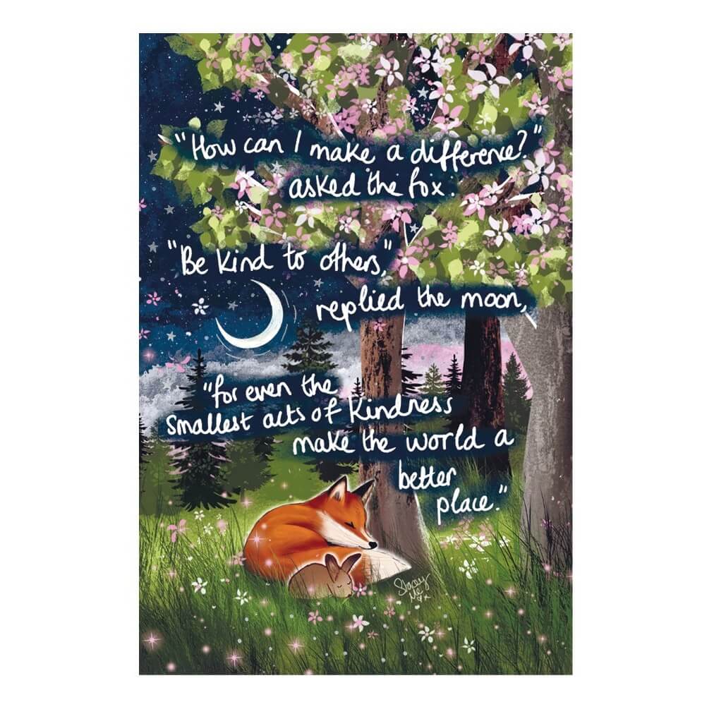 Fox Under The Moon Acts of Kindness Greeting Card by Art File in Southend