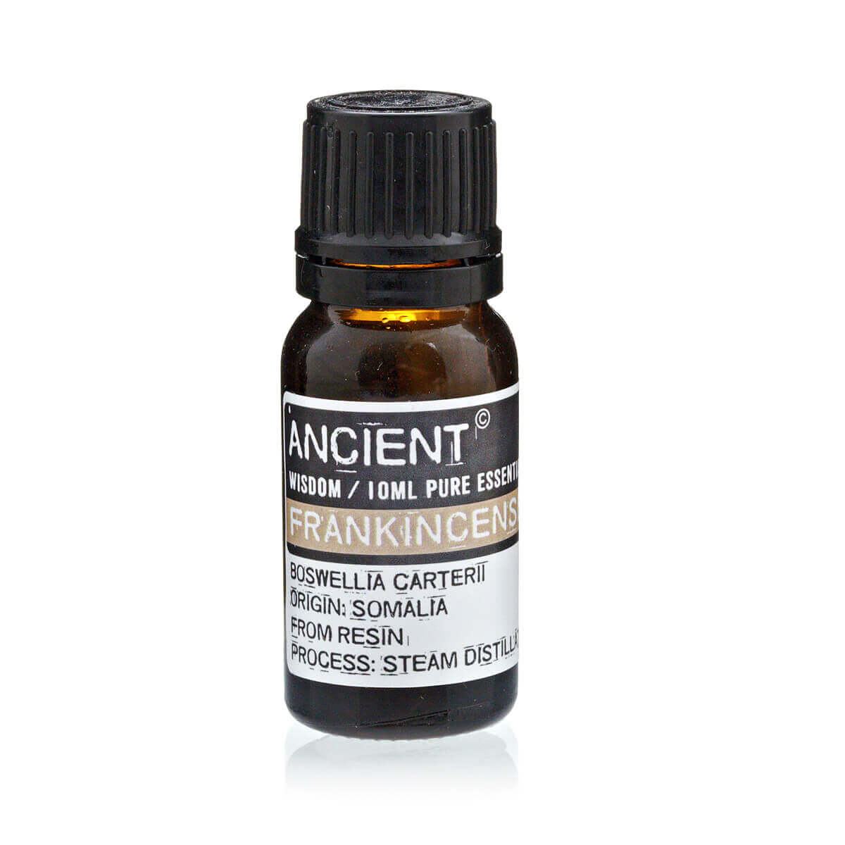 Bottle of pure frankincense essential oil for aromatherapy and home fragrance.