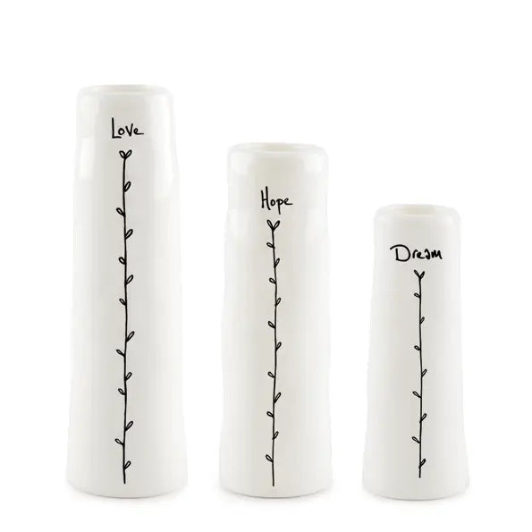 Trio Of Bud Vases – Love Hope Dream by East of India in Southend
