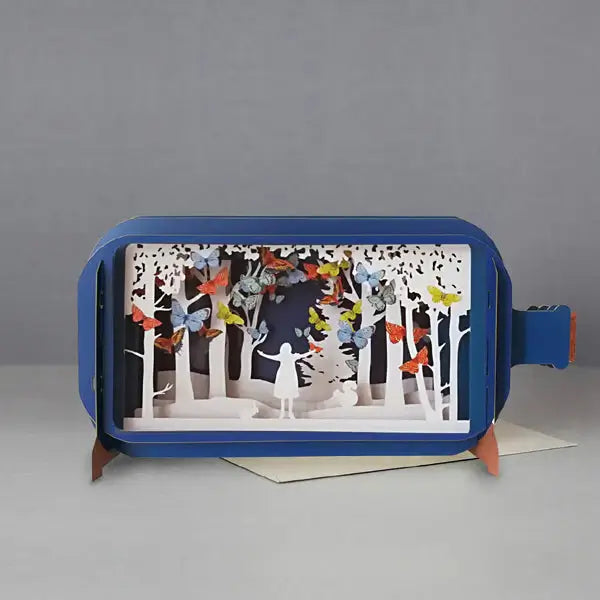 Girl and Butterflies in forest of trees Message in a Bottle Greeting Card