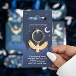 Gold Flying Night Owl Metal Keyring