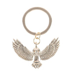 Gold Flying Night Owl Metal Keyring