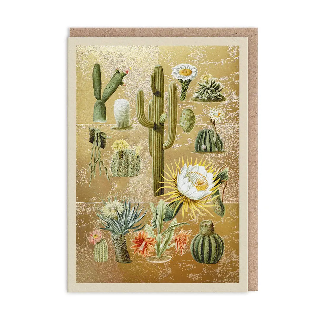 Cacti on Gold Foil Greeting Card